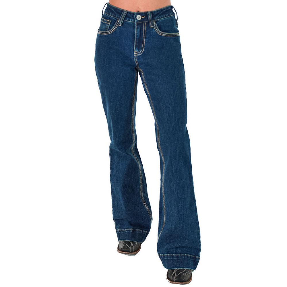 Cowgirl Tuff Women's Tan Boot-ee Trouser Jean - Dark Wash
