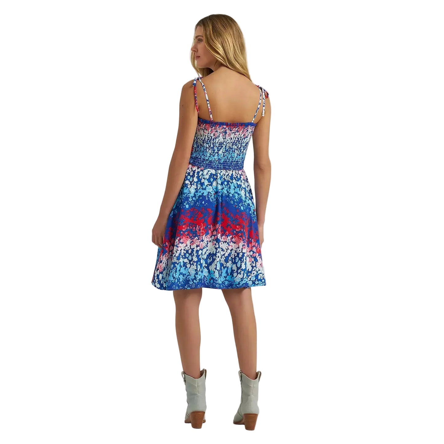 Wrangler® Women's Tie Americana Smocked Dress - Blue