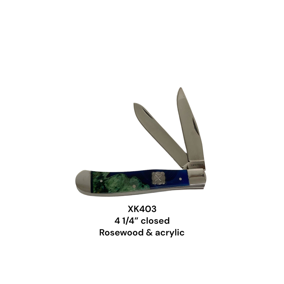 Twisted X Trapper Folding Knife - Rosewood &amp; Acrylic