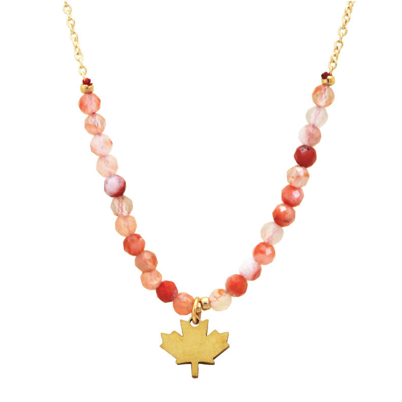 KC Maple with Orange Beads Necklace