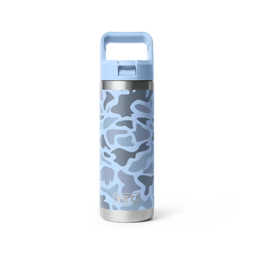 Yeti Rambler 532ml Water w Matched Straw Cap Bottle - Blue Camo