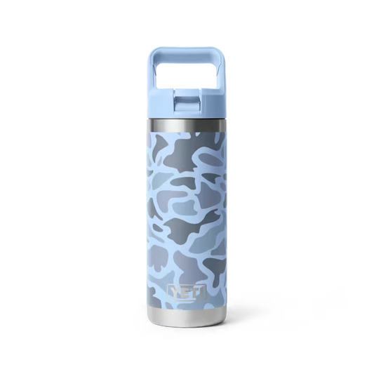 Yeti Rambler 532ml Water w Matched Straw Cap Bottle - Blue Camo