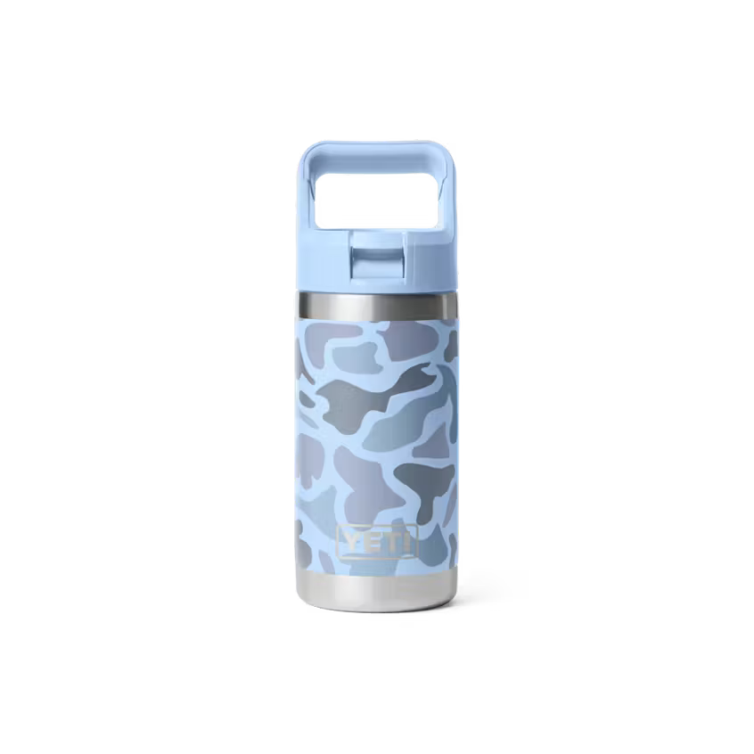 Yeti Rambler Jr 355ml Kids Water Bottle w/Coloured Straw Cap  - Blue Camo