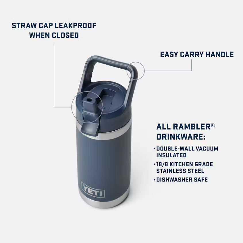 Yeti Rambler® Jr 355ml Kids Water Bottle w/Coloured Straw Cap- Royal Blue