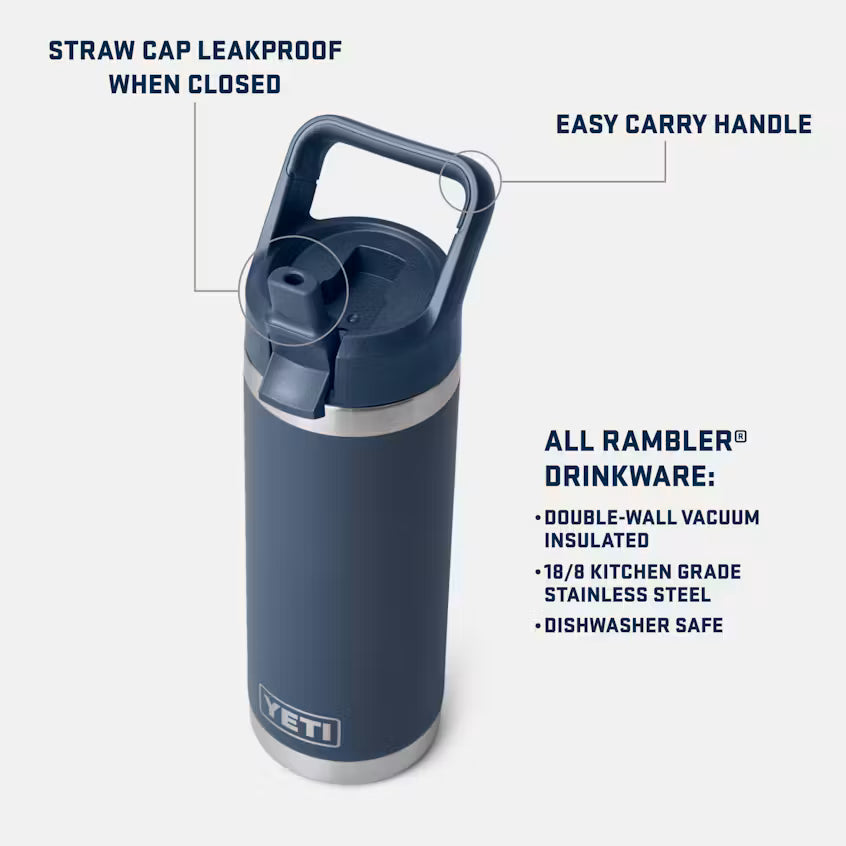 Yeti Rambler® 532mL Water Bottle w/Colour Matched Straw Cap - Pace Purple