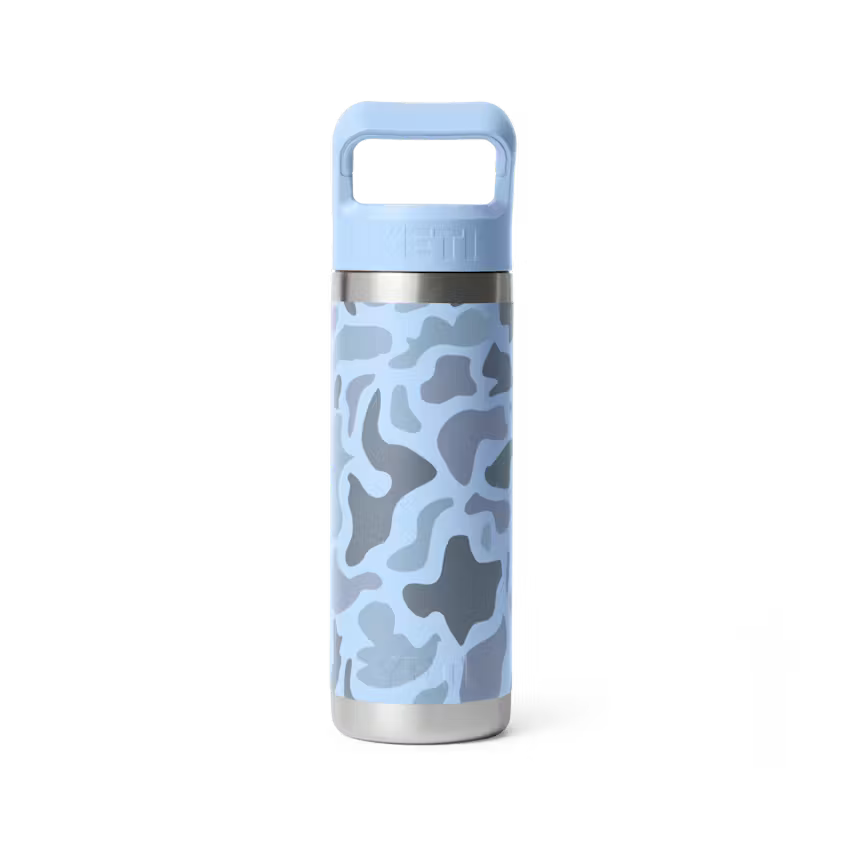 Yeti Rambler 532ml Water w Matched Straw Cap Bottle - Blue Camo