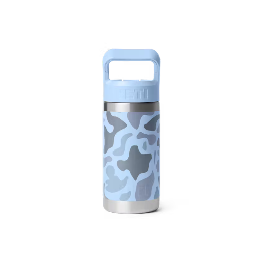 Yeti Rambler Jr 355ml Kids Water Bottle w/Coloured Straw Cap  - Blue Camo