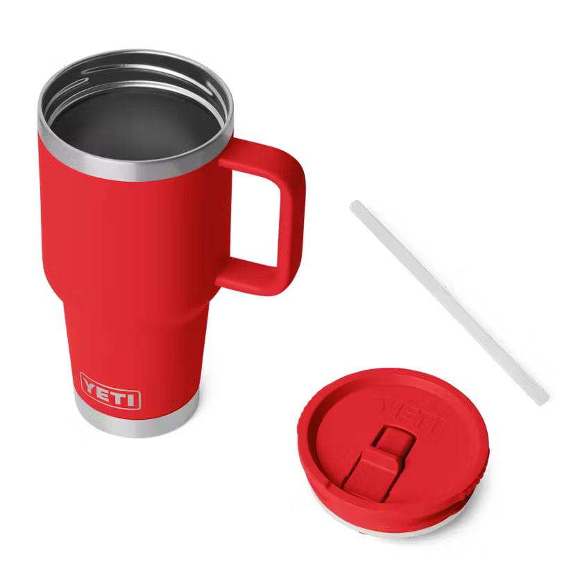 Yeti Rambler 887ml Travel Mug w Straw - Rescue Red
