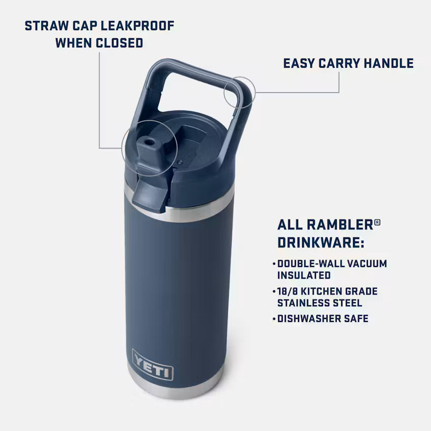 Yeti  Rambler® 532mL Water Bottle w/Colour Matched Straw Cap - Olive/King Crab Orange