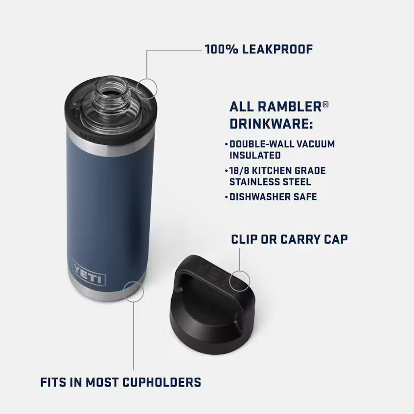 Yeti Rambler® 532mL Bottle w/Colour Blocked Chug Cap - Olive/King Crab Orange