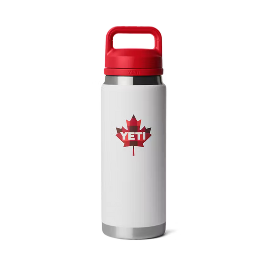 Yeti Rambler® 769mL Bottle w Color Matched Chug Cap - White/Red Can Badge