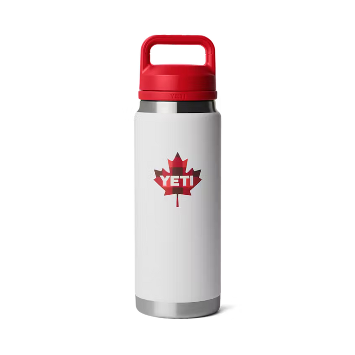 Yeti Rambler® 769mL Bottle w Color Matched Chug Cap - White/Red Can Badge