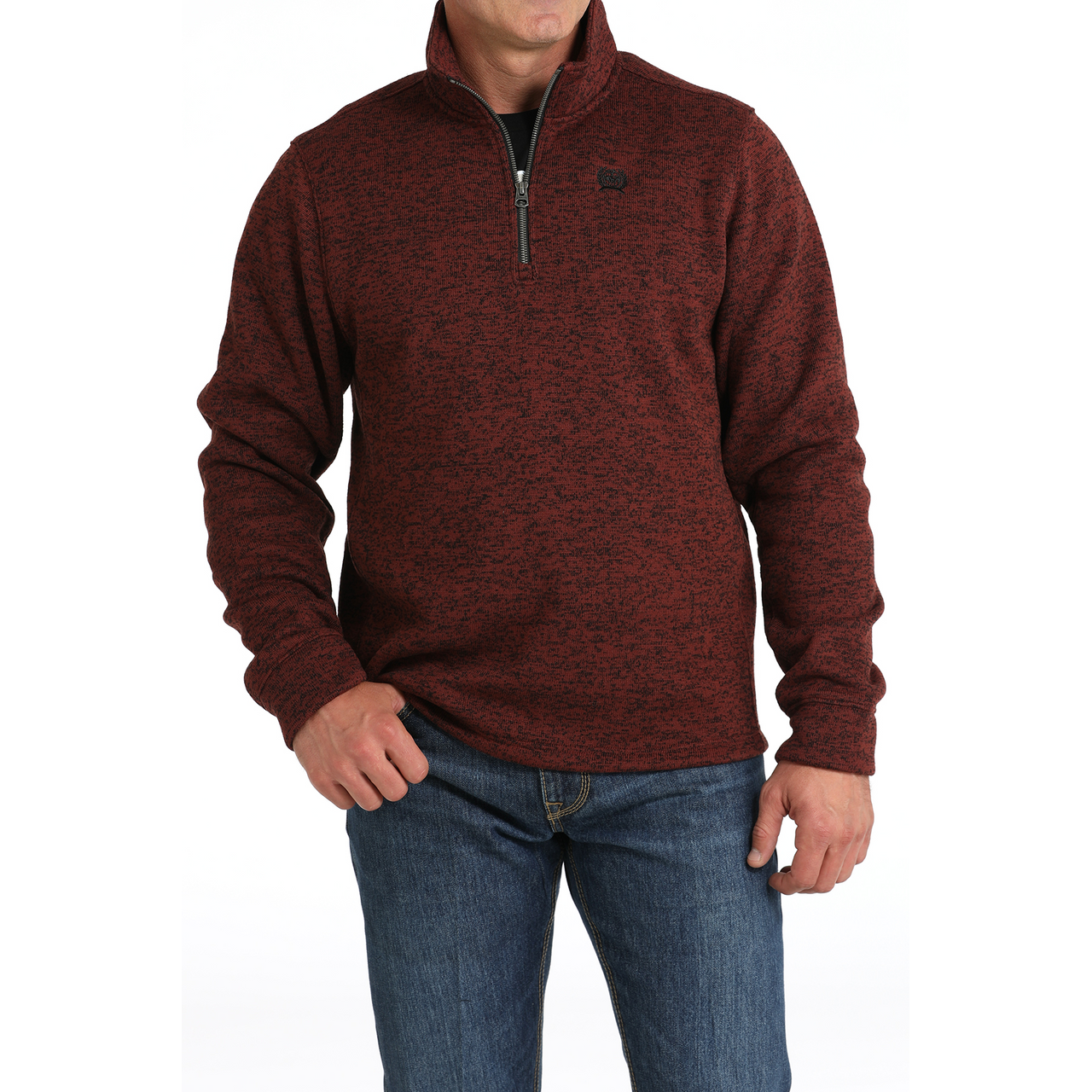 Cinch Men's 1/4 Zip Pullover Sweater - Burgundy