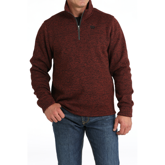 Cinch Men's 1/4 Zip Pullover Sweater - Burgundy