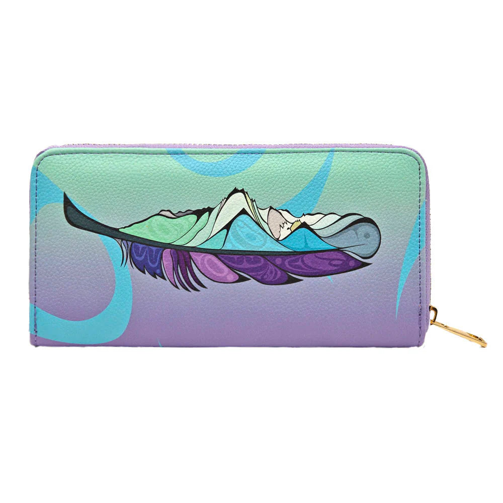 Michelle Stoney Healing Feather Zip Around Wallet - Blue/Violet
