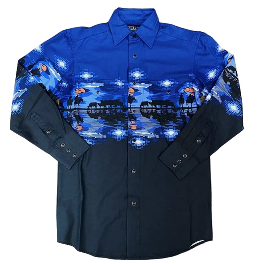 Panhandle Men's Two Pocket Cowboy Border Snap Shirt