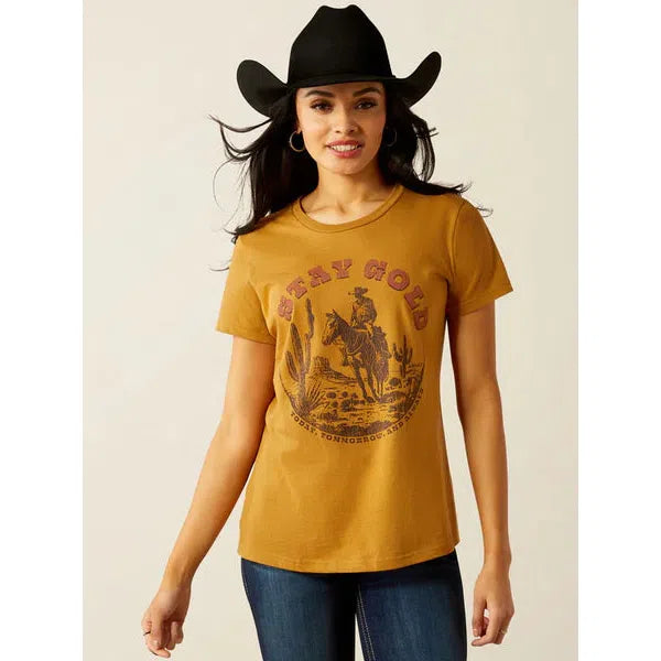 Ariat Women's Stay Gold Short Sleeve Tee Shirt- Harvest Gold