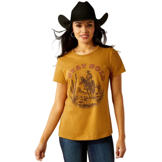 Ariat Women's Stay Gold Short Sleeve Tee Shirt- Harvest Gold