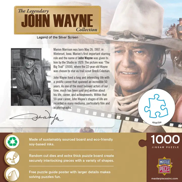 John Wayne- Legend of the Silver Screen 1000 Piece Puzzle - Irvine Tack & Western Wear