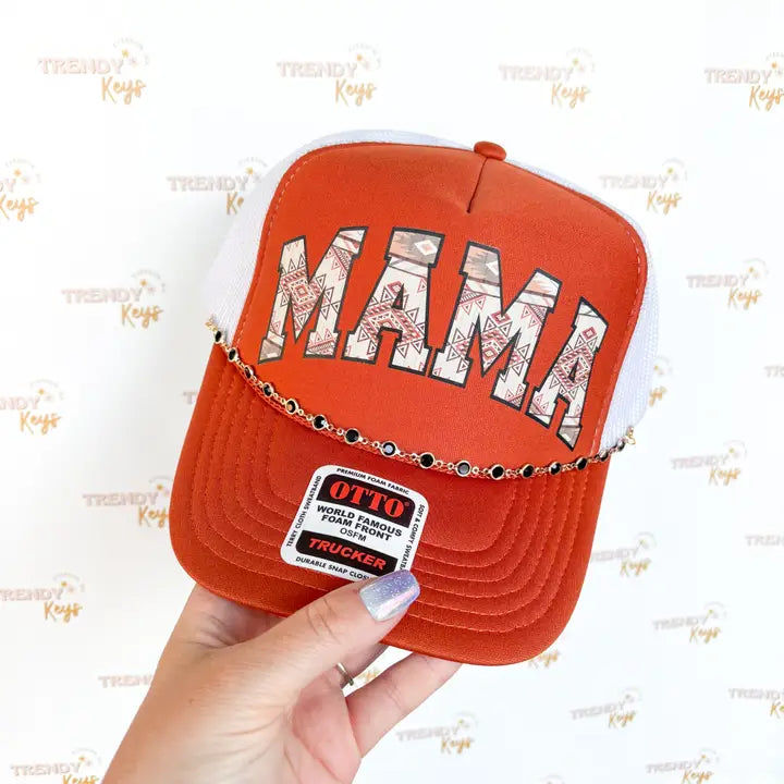 TrendyKeys Aztec Mama Trucker Hat- Orange