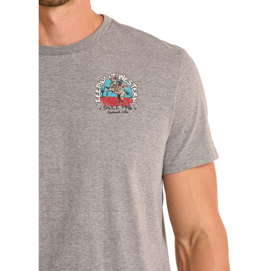 Panhandle Men's Short Graphic Tee Shirt - Grey