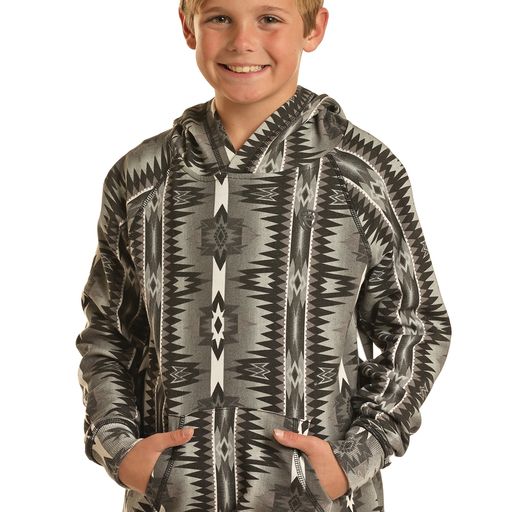 Rock & Roll Boy's Printed Hoodie - Black