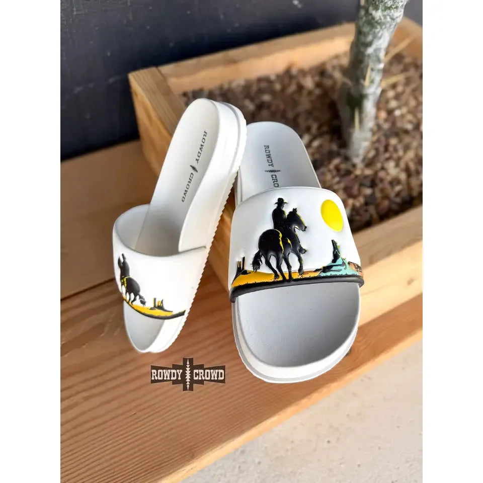 Rowdy Crowd Saddle Bum Slides- White