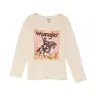 Wrangler Youth Girls Buckin Horse Long Sleeve  Tee Shirt-Oatmeal