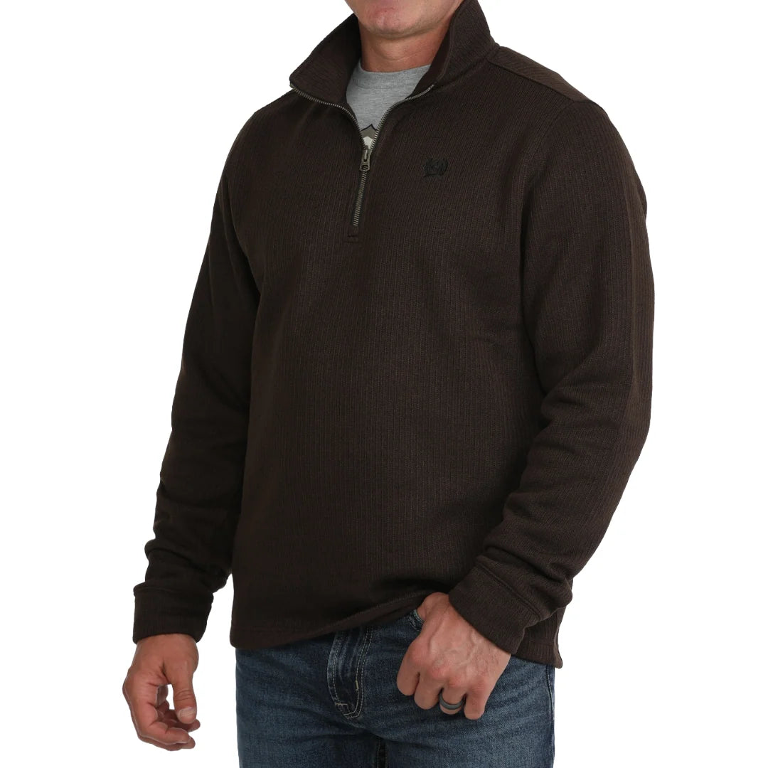 Cinch Men's Long Sleeve 1/4 Zip Pullover- Brown