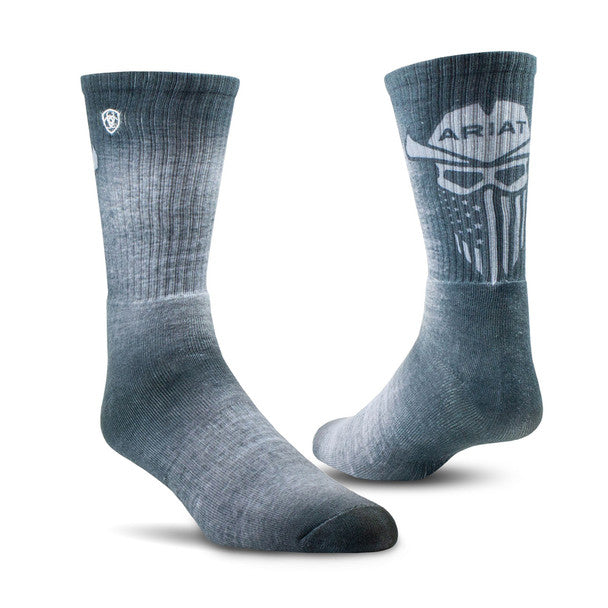 Ariat Incognito Graphic Crew Socks - Grey/Green