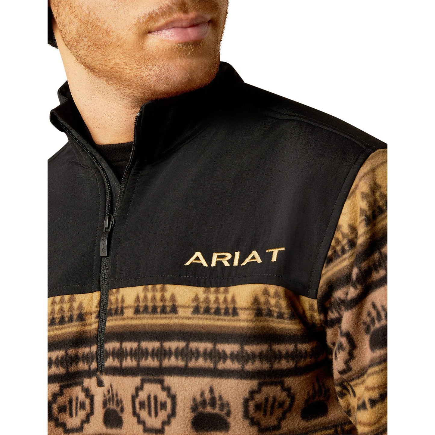 Ariat Men's Basis 2.0 1/4 Zip Long Sleeve Sweatshirt - Brown Scenic Serape