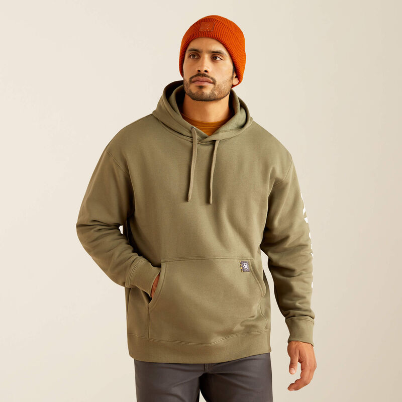 Ariat Men's Rebar Roughneck Pullover Hoodie- Deep Lichen