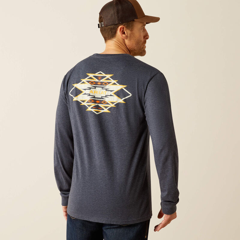 Ariat Men's Saltillo Lockup Long Sleeve Shirt - Navy Heather