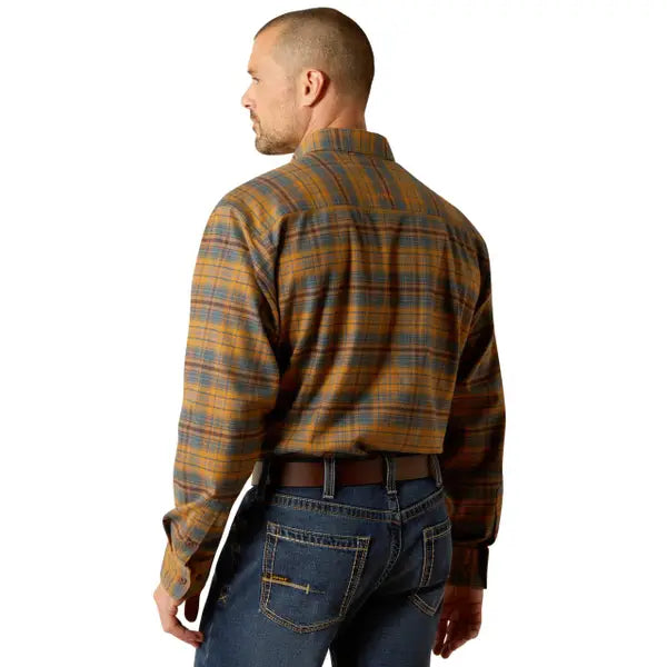 Ariat Men's Rebar Flannel Durastretch Work Shirt- Golden Brown