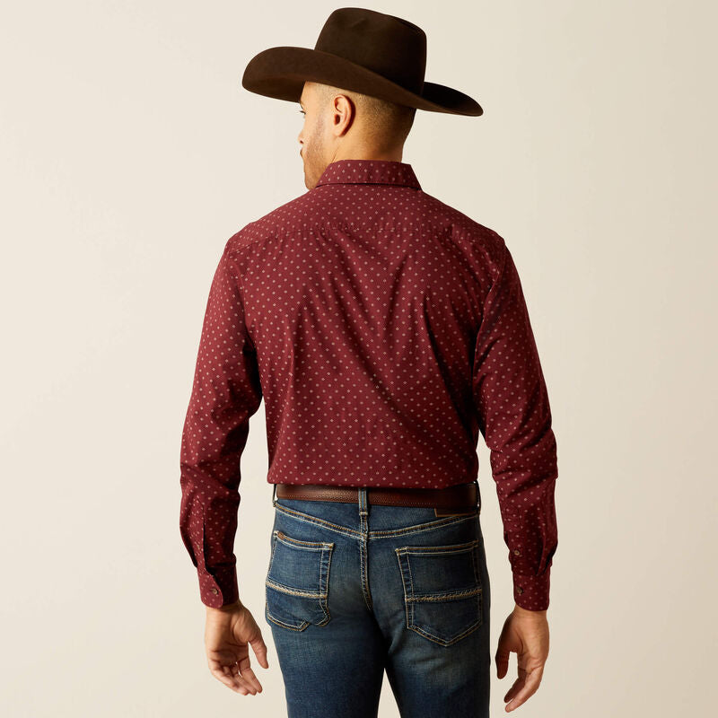 Ariat Men's McKinley Modern Long Sleeve Shirt- Maroon Banner