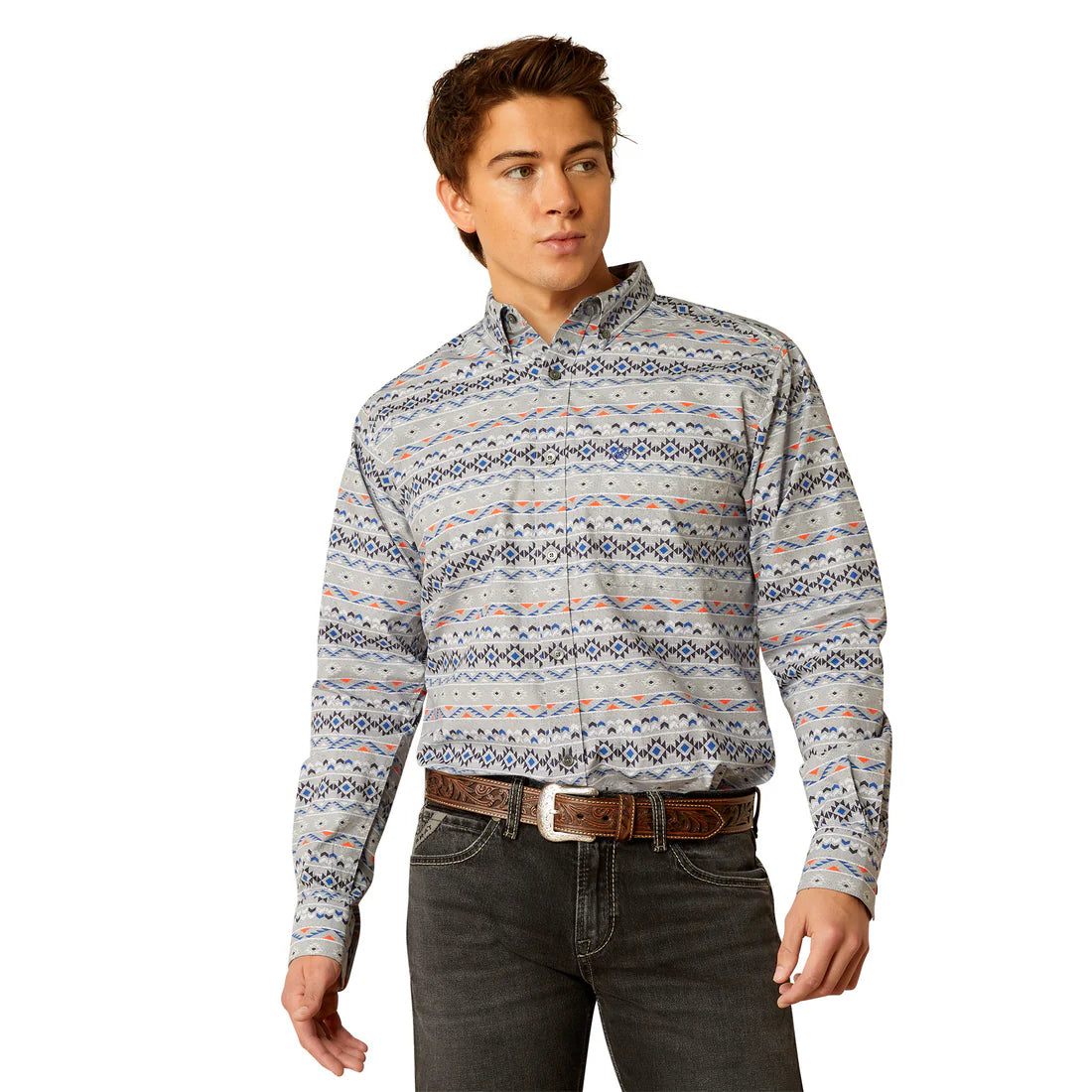 Ariat Men's Long Sleeve Richie Fitted Shirt - Grey