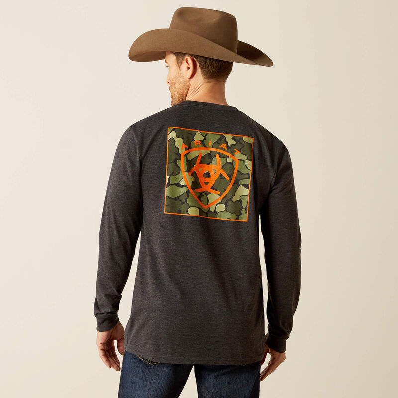 Ariat Men's Long Sleeve Wetlands Nature Tee Shirt-Charcoal Heather