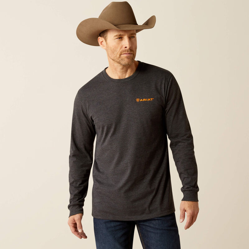 Ariat Men's Long Sleeve Wetlands Nature Tee Shirt-Charcoal Heather