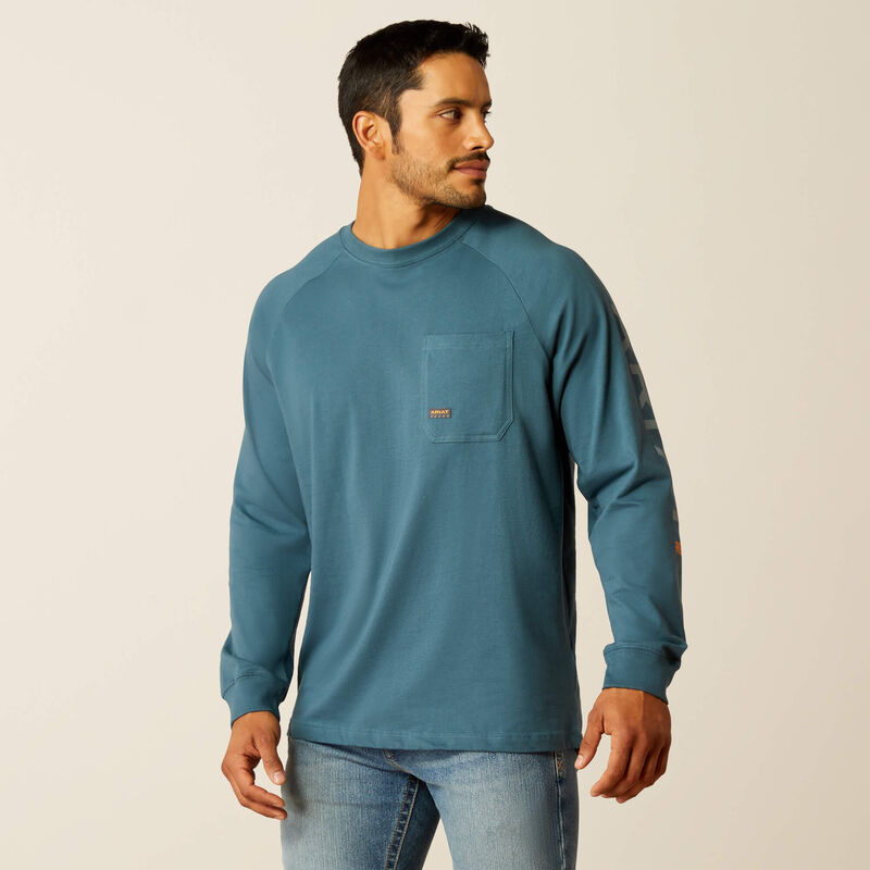 Ariat Men's Long Sleeve Rebar Cotton Strong Graphic Shirt - Stargazer/Smoke Blue