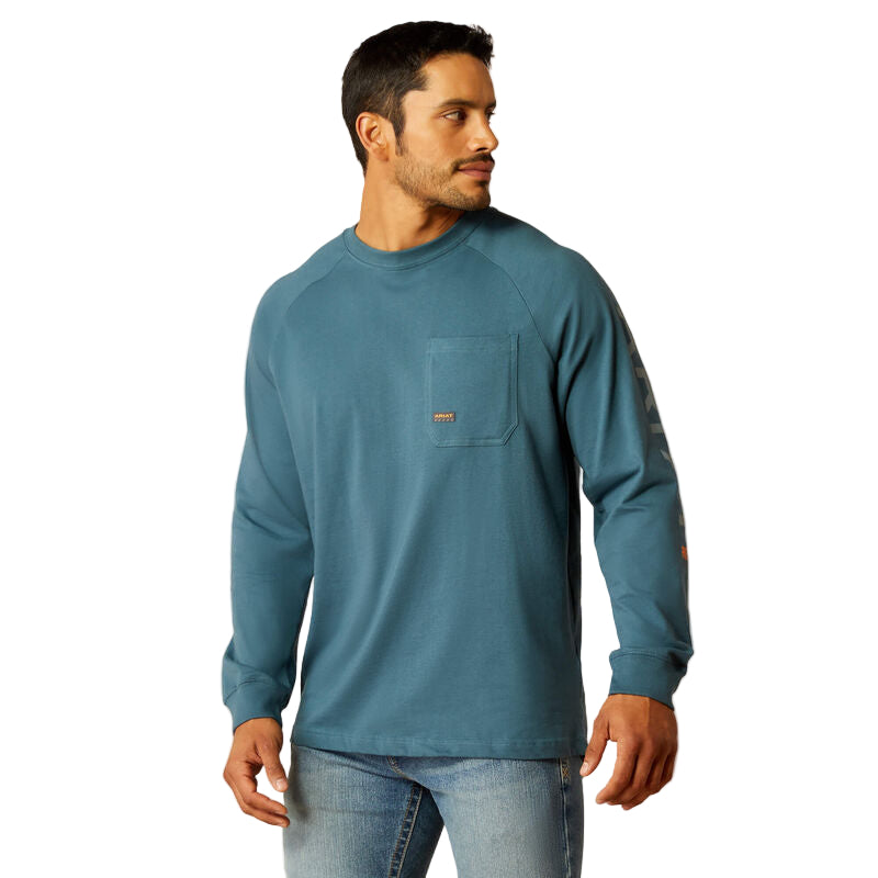 Ariat Men's Long Sleeve Rebar Cotton Strong Graphic Shirt - Stargazer/Smoke Blue