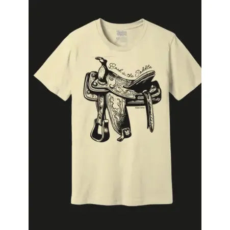 Rodeo Hippie Short Sleeve Back in the Saddle Tee Shirt- Natural