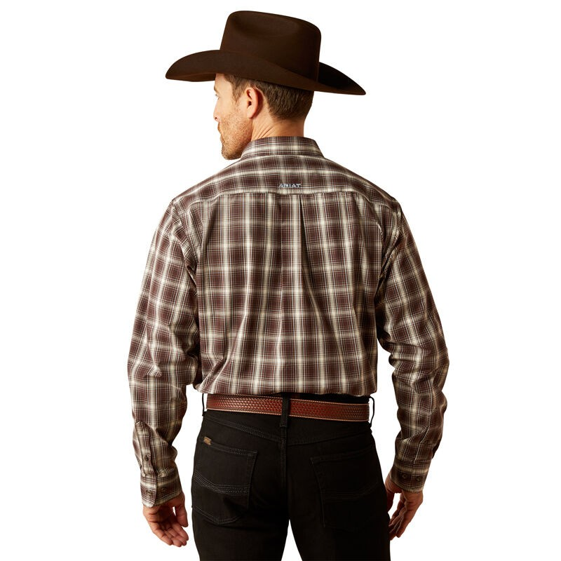 Ariat Men's Long Sleeve Pro Series Carson Fitted Shirt- Brown