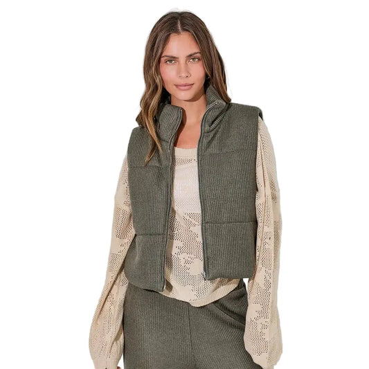 BaeVely Women's Textured Puffer Vest- Multiple Colours