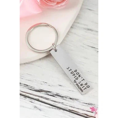 Dear Lover - Silvery Mom Heart Shape Slogan Lettering Key Chain