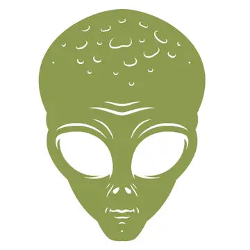 Rustic Metal Alien Head Sign - Green