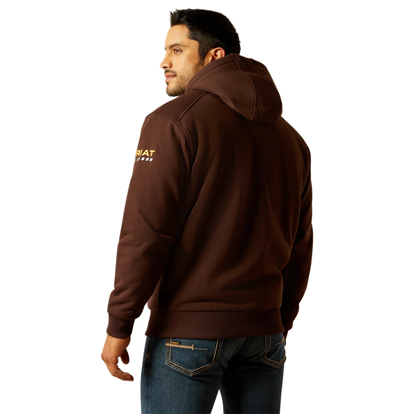 **Ariat Men's Rebar All-Weather Sherpa-Lined Full Zip Hoodie - Coffee Bean