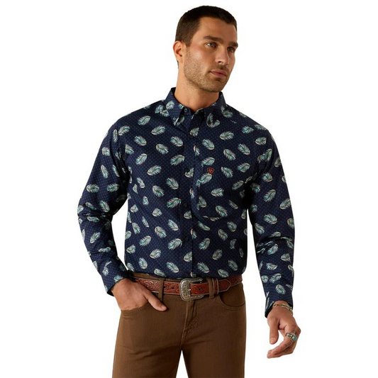 Ariat Men's Long Sleeve Jacy Fitted Shirt- Navy