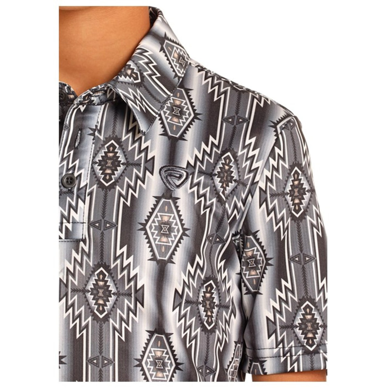 Rock & Roll Boy's Printed Polo Short Sleeve Shirt - Black