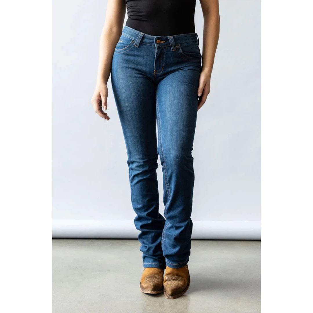 Kimes Women's Betty17 Mid Rise Bootcut Jeans - Blue