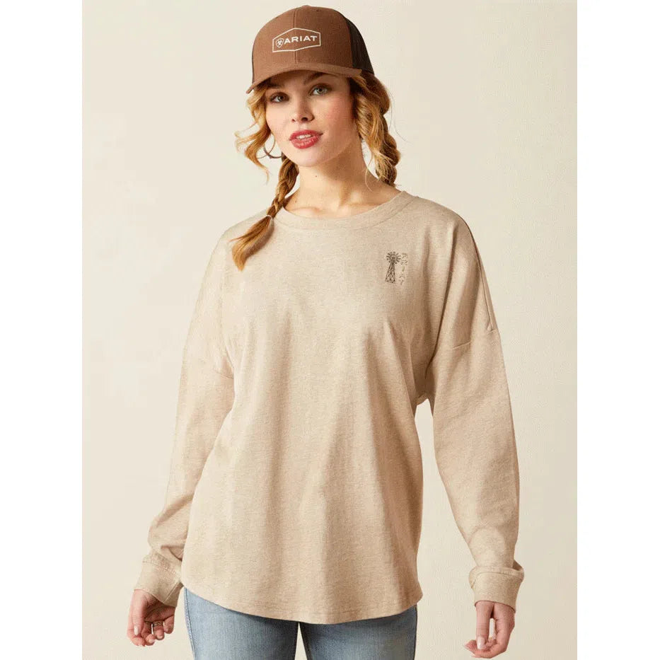 Ariat Women's Miller Oversized Long Sleeve Shirt - Oatmeal Heather